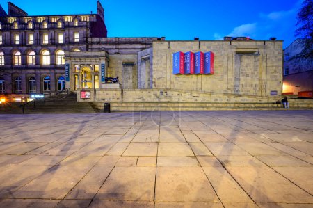 Photo for LEEDS,WESTYORKSHIRE,ENGLAND-MARCH 07,2023-Paved open area of Leeds City Square UK - Royalty Free Image