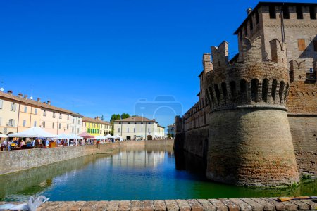 Photo for Fontanellato, Parma: the building of the castle La Rocca Sanvitale across the lake on a sunny day - Royalty Free Image