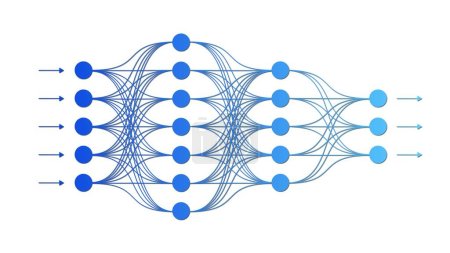Neuronales Netzwerk - Das Zukunftskonzept des maschinellen Lernens - 3D Illustration