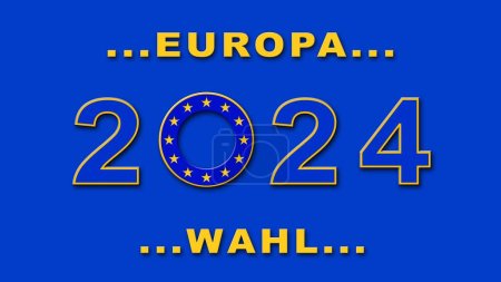 Elecciones europeas (en alemán Europawahl) 2024 - gráfico para votación electoral - Ilustración 3D