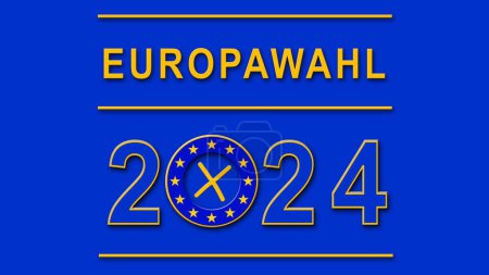 European Election (in german Europawahl) 2024 - graphic for election voting - 3D Illustration