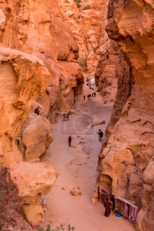 Photo for Wadi Musa, Jordan - November 2, 2022: Rocks and road view at Little Petra, Siq al-Barid - Royalty Free Image