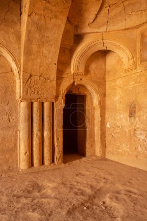 Photo for Interior of desert castle Qasr Kharana, Al Kharaneh near Amman, Jordan. Built in 8th century, used as caravanserai - Royalty Free Image