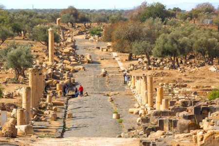 Foto de Umm Qais, Jordania - 8 de noviembre de 2022: Camino romano de Gadara. Se encuentra en el noroeste del país - Imagen libre de derechos
