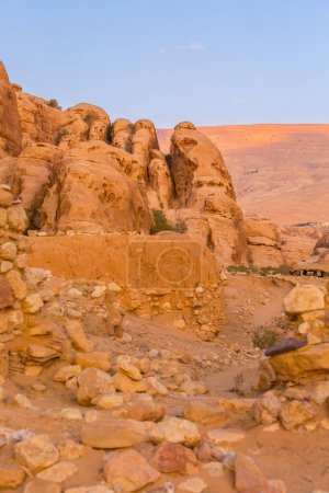 Photo for Al Beidha ruins of a prehistoric settlement in Middle East, located near Little Petra Siq al-Barid, Jordan - Royalty Free Image