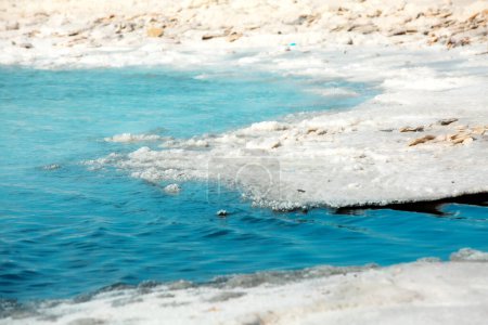Close-up of Dead Sea salt mineral natural formation crystals in Jordan