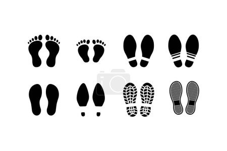 Illustration for Set of different human footprints vector illustration - Royalty Free Image