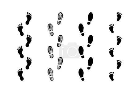 conjunto de pasos del pie humano ilustración vector