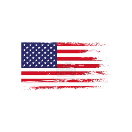 Téléchargez les illustrations : Abstrait grungy drapeau américain illustration design, drapeau des États-Unis vecteur - en licence libre de droit