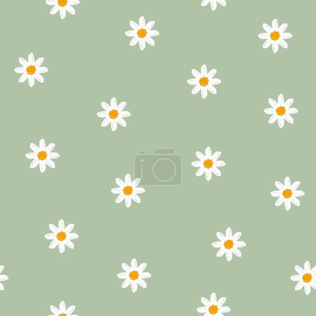 Foto de Mano dibujado margarita flor sin costura patrón vector, simple lindo fondo de la flor - Imagen libre de derechos