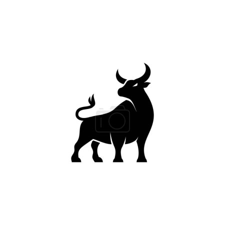 Foto de Simple icono de toro vector de ilustración, bisonte de búfalo diseño de logotipo de tauro - Imagen libre de derechos