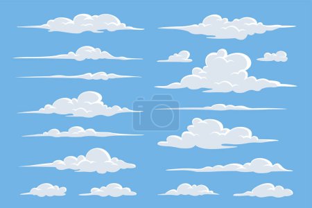 Foto de Conjunto de nubes blancas sobre fondo azul - Imagen libre de derechos