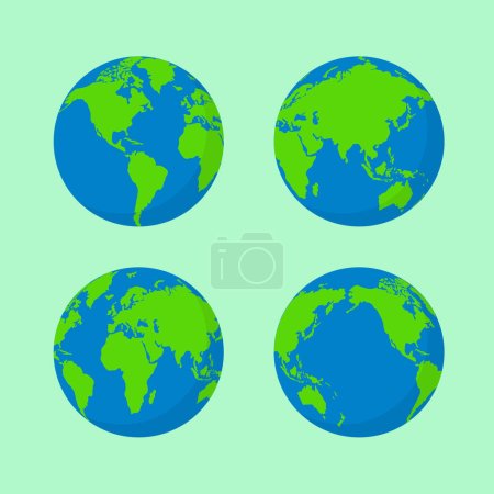 Illustration for Set of world globe illustration vector - Royalty Free Image