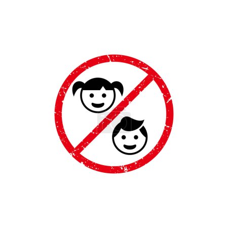 Foto de Símbolo libre de niños con grungy rojo señal prohibida - Imagen libre de derechos