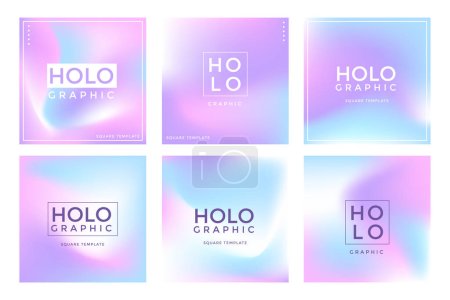 Illustration for Various holographic gradient template background collection - Royalty Free Image