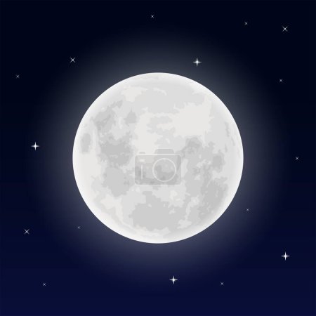Ilustración de Ilustración de luna llena en el fondo del cielo nocturno - Imagen libre de derechos