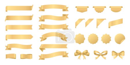 Illustration for Realistic shiny gold ribbon banner collection - Royalty Free Image