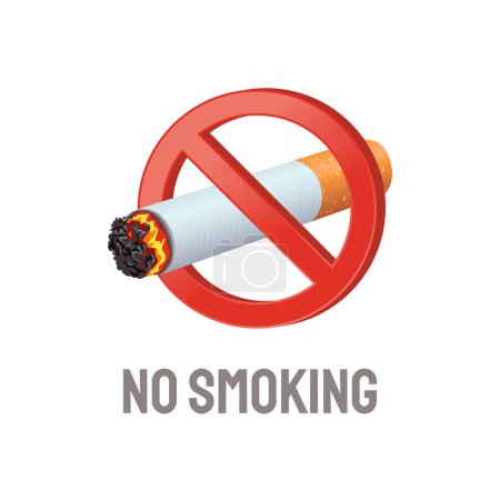 Téléchargez les illustrations : Avertissement interdit de fumer avec panneau rouge interdit - en licence libre de droit