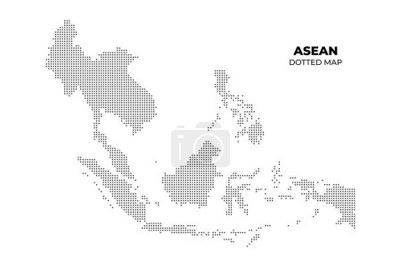 mapa de los países miembros de la ASEAN con estilo punteado