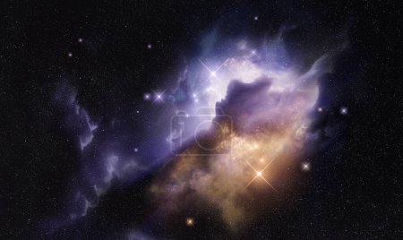 Foto de A distant glowing space nebula with new stars being formed. Photo Composition. - Imagen libre de derechos
