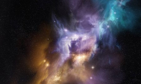 Foto de A distant beautiful glowing space nebula with new stars being formed. Photo Composition. - Imagen libre de derechos