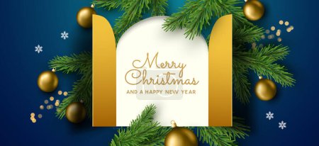 Illustration for Christmas Advent calendar door opening to reveal a message. Vector illustration. - Royalty Free Image