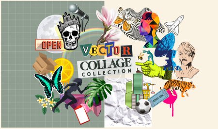 Illustration for A vector collection of random objects from the everyday to more wild and unique items for creating vector based collages and designs. - Royalty Free Image