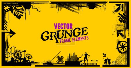 Ilustración de Vector grunge elementos de borde texturizado áspero para los diseños de encuadre. - Imagen libre de derechos