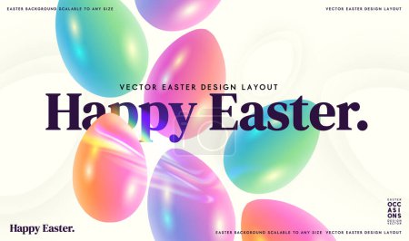 Illustration for Easter creative abstract background with colourful eggs. Vector design layout. - Royalty Free Image