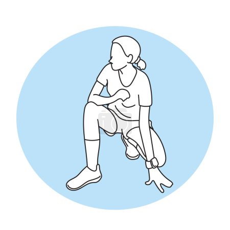 Ilustración de Mujer joven deporte sentado para relajarse ilustración vector mano dibujado aislado sobre fondo blanco - Imagen libre de derechos