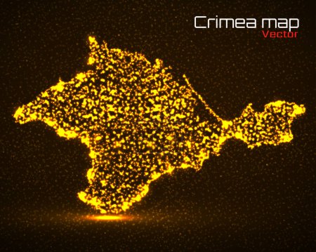 Illustration for Crimea map with glowing particles, neon vector illustration - Royalty Free Image