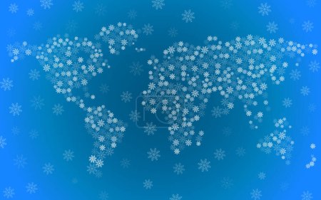 Ilustración de Mapa del mundo abstracto de copos de nieve, fondo de hristmas. Ilustración vectorial - Imagen libre de derechos