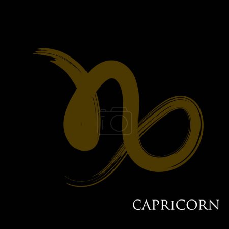 Illustration for Capricorn zodiac symbol isolated on white background. Brush stroke Capricorn zodiac sign. Hand drawn vector illustration - Royalty Free Image