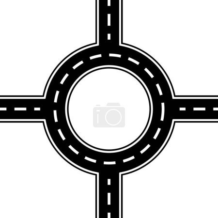 Illustration for Round roundabout circle road. Roundabout road. Road circle intersection. Vector illustration - Royalty Free Image