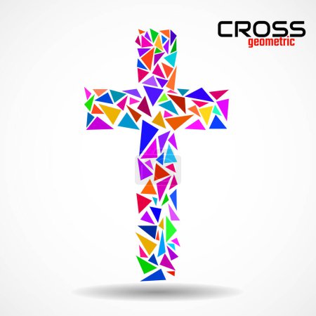Téléchargez les illustrations : Croix chrétienne de triangles. Symbole religieux. Illustration vectorielle - en licence libre de droit