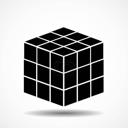 Illustration for Black rubik cube icon isolated on transparent background. Vector Illustration - Royalty Free Image