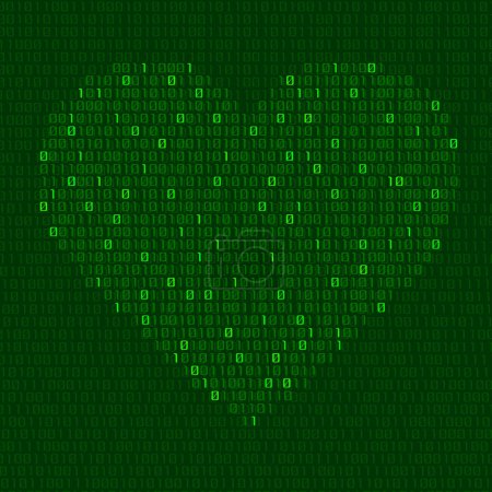 Ilustración de Corazón abstracto del código binario. Amor digital, símbolo de la tecnología - Imagen libre de derechos