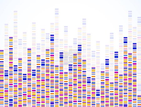 Téléchargez les illustrations : Infographie de test ADN. Test ADN, codage à barres, carte génomique. Concept graphique pour votre design - en licence libre de droit