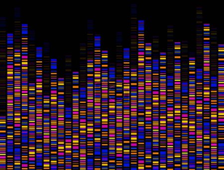 Ilustración de Infografía de prueba de ADN. Prueba de ADN, código de barras, mapa del genoma. Concepto gráfico para su diseño - Imagen libre de derechos