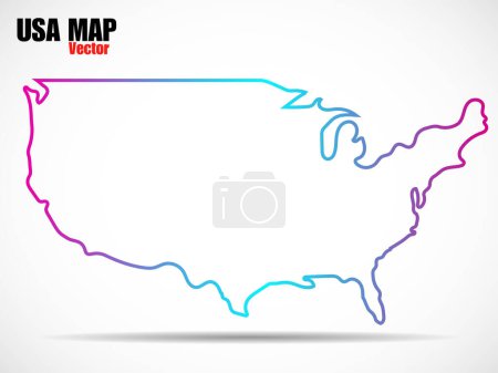 Illustration pour Carte des États-Unis isolée sur fond blanc. Carte des États-Unis icône vectorielle - image libre de droit