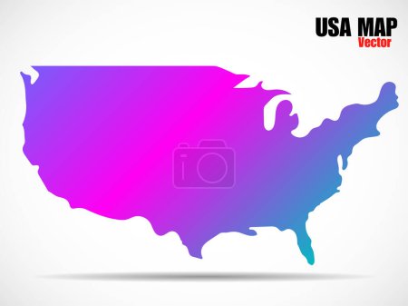 Illustration pour Gradient silhouette USA carte sur fond blanc. Illustration vectorielle - image libre de droit