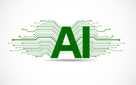 Illustration for Artificial Intelligence with circuit board isolated on white background. Abstract technology concept. Vector illustration - Royalty Free Image