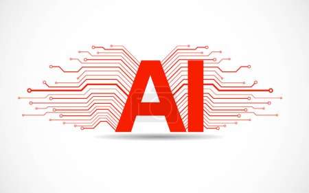 Illustration for Artificial Intelligence with circuit board isolated on white background. Abstract technology concept. Vector illustration - Royalty Free Image