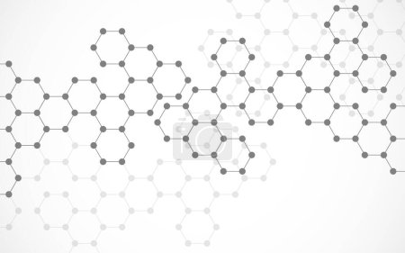 Illustration for Hexagonal molecules background, molecular structure of DNA. Vector illustration - Royalty Free Image