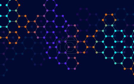 Illustration for Hexagonal molecules background, molecular structure of DNA. Vector illustration - Royalty Free Image