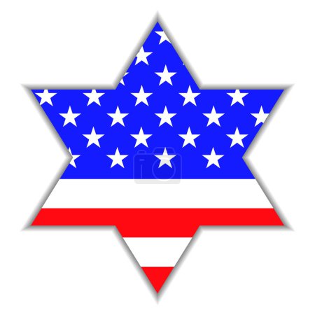 Estrella de David con bandera americana adentro. Ilustración vectorial
