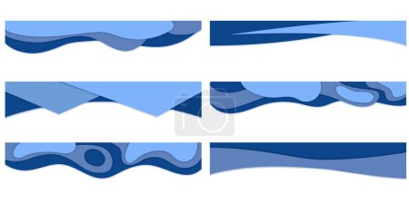 Ilustración de Divisor de corte de papel Encabezado para App, Banners o Posters. Conjunto de Divisores de Plantillas Formas para Sitio Web. Curve Lines, Drops, Wave Collection of Design Element for Top, Bottom Page Web Site (en inglés). Vector - Imagen libre de derechos