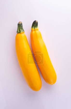 Photo for Yellow fresh zucchini zucchini vegetable on white background. - Royalty Free Image