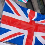Close-up of a union flight for Union Jack fluttering in the breeze, the national flag of the United Kingdom