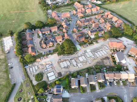 Photo for New houses and homes being built on the edge of an existing town in Corfe Mullen Dorset showing the semirural location - Royalty Free Image